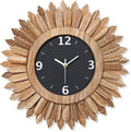 Honiway 16 Inch Wall Clocks, Rustic Wood Boho Sunburst Decorative Wall Clock Battery Operated Silent Non Ticking Farmhouse Large Wall Clocks for Living Room Kitchen Bedroom Home Decor (Rustic Brown)-Ruum Studio Home