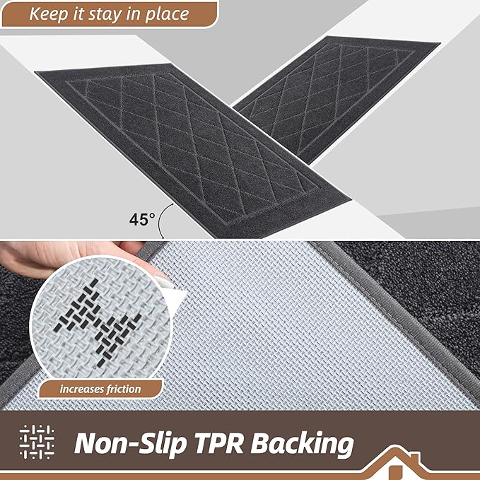 BEQHAUSE Dirt Trapper Door Mat 32" x 48", Doormat Non-Slip Entryway Rugs Washable, Dog Door Mat Stain Resistant and Absorbent Welcome Floor Mat for Front Back Door, Muddy Wet Shoes & Paws, Dark Grey-Ruum Studio Home