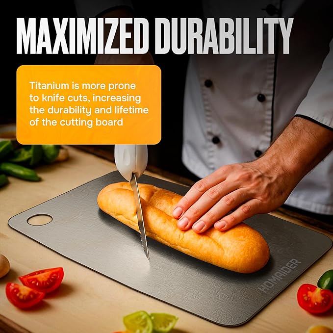 Titanium Cutting Board – Pure Titanium Chopping Board for Kitchen – Non-Toxic, Microplastic-Free, Double-Sided, Dishwasher Safe, Durable Metal Cutting Board-Ruum Studio Home