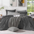 Monbix King Size Comforter Set, Dark Grey King Size Bed Set Reversible 7 Pieces, Cationic Dyeing Bed in a Bag with Comforter, Sheets, Pillowcases & Shams-Ruum Studio Home