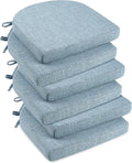 downluxe Indoor Chair Cushions for Dining Chairs, Soft and Comfortable Textured Foam Kitchen Chair Pads with Ties and Non-Slip Backing, 16" x 16" x 2", Light Blue, 6 Pack-Ruum Studio Home