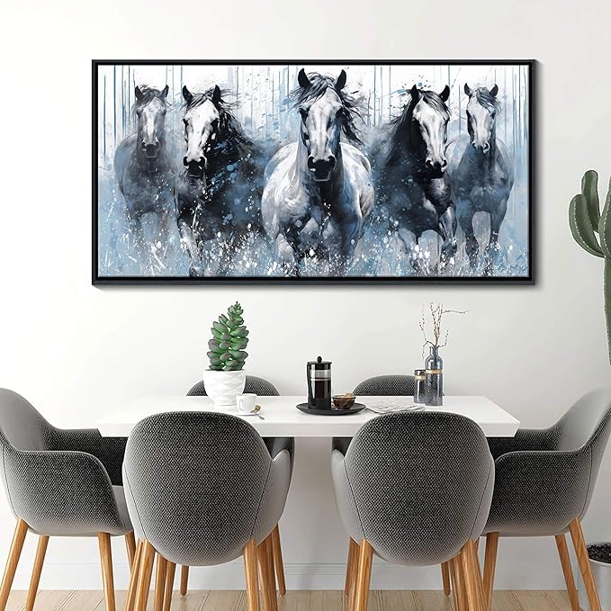 DUNHUANG ART Rustic Equine Gallop Canvas Wall Art - Stunning Horse Themed Decor for Living Room, Bedroom, Office - Horse Pictures Wall Decor 20"x40"-Ruum Studio Home