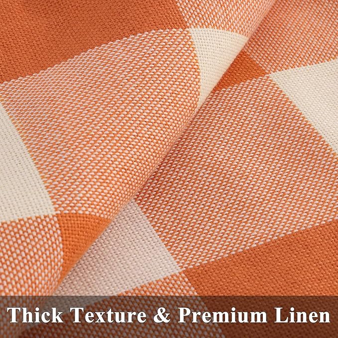 decorUhome Fall Orange and White Decorative Throw Pillow Covers 24x24 Set of 2, Buffalo Plaid Check Farmhouse Cushion Covers with Stitched Edge for Autumn Harvest Couch Sofa Bed Home Decor-Ruum Studio Home