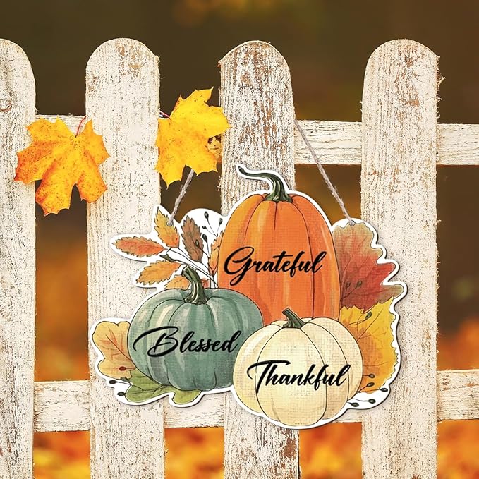 Fall Vibes Door Hanger Sign, Wooden Maple Leaves Mushroom Hanging Decor for Front Door, Fall Wood Wreath Wall Decor for Autumn Harvest Thanksgiving Home Decors, Housewarming Gift-Ruum Studio Home