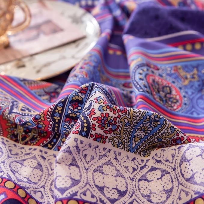 ABREEZE Bohemian Vintage Full Size Floral Cotton Bedding Set 3Pcs Duvet Cover Set Boho Purple Paisley 100% Egyptian Brushed Cotton Reversible Home Bedding Collection-Ruum Studio Home