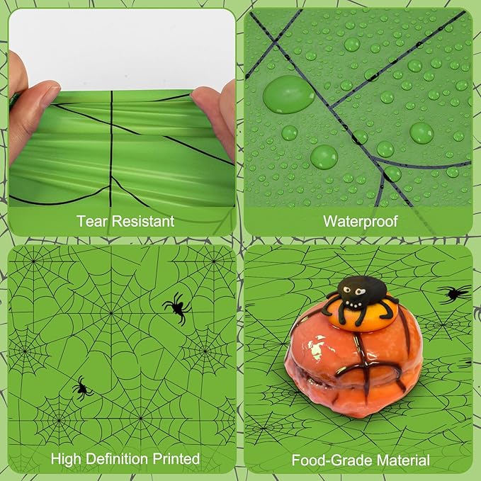 2 Pcs Halloween Tablecloth - Plastic Halloweens Spider Webs Table Cloth, Green Disposable Rectangle Spiderweb Table Cover for Halloween Party Decorations Supplies Favors Tables Decor, 108 x 54 Inch-Ruum Studio Home