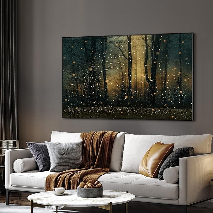SIGNWIN 30"x60" Extra Large Framed Wall Art Magical Firefly Forest at Twilight, Enchanted Nature Scene for Home Living Room Bedroom Decor (Frame Assembly Required)-Ruum Studio Home