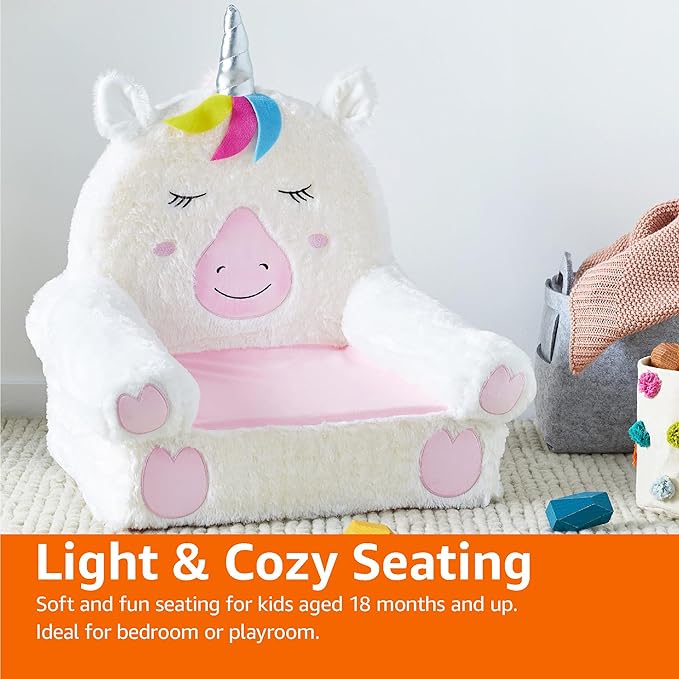 Amazon Basics Children's Plush Toddler Chair, Unicorn, Medium, Multicolor-Ruum Studio Home