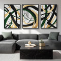 Large Framed Abstract Wall Art for Living Room, Set of 3 Modern Canvas Prints Painting Artwork for Walls, Black Green and Gold Brush Stroke Pictures for Hallway Dining Room Office Wall Decor 24x36 In-Ruum Studio Home