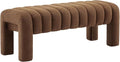 43.3" Bedroom Bench, Upholstered Entryway Bench, Modern End of Bed Ottoman with Solid Wood Legs and Adjustable Foot Pegs for Entryway, Dining Room and Living Room (Brown Boucle)-Ruum Studio Home