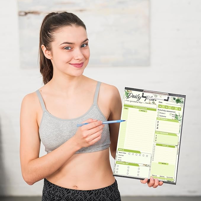 Daily Plan Notepad, 52 Sheets 8.5" X 11.5" Daily for To-Do Lists, Habit Tracking, Academic Scheduling, and Productivity Goals - Perfect for Work, Home, and Office Organization| Tropical Green Floral-Ruum Studio Home