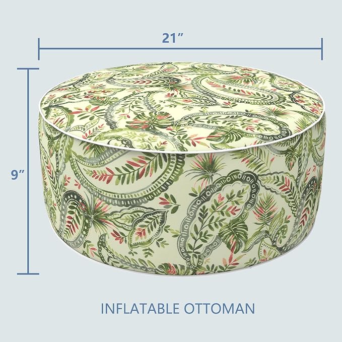 LVTXIII Inflatable Stool Ottoman Footrest with Handle, Decorative Fade-Resistant Foot Stool, Indoor or Outdoor Pouf for Home Garden and Camping Use, 21x21x9, Faylinn Shadow Paisley-Ruum Studio Home