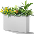 FENCY Metal Rectangular Planter Box Large Planters for Outdoor Plants, Tall Planters for Outdoor Plants with Drainage Holes, Rectangular Planters for Outdoor Plants (35.4" L x 9" W x 25.6" H,White)-Ruum Studio Home