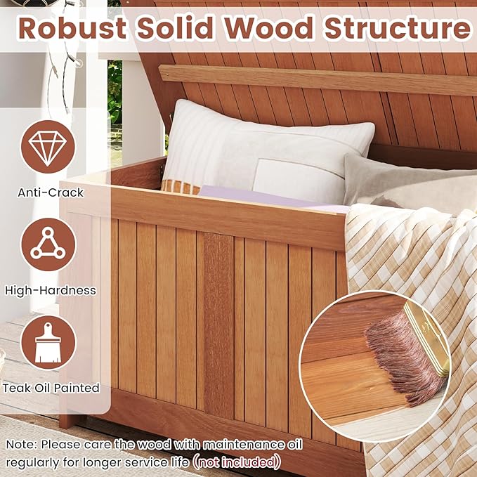 Tangkula 58 Gallon Wood Deck Box, 3-in-1 Patio Storage Bench Stool w/Flip Top for Cushions, Pool Supplies, Gardening Tools, Outdoor Container Chest for Garden, Backyard, Poolside-Ruum Studio Home