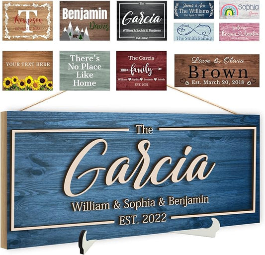 Custom Wood Sign Prsonalized Text Business 3D Home Decor, Personalized Rustic Plaque Board Hanging Wooden Name Sign for Wall Art, Customized Signs Plank Decoration Gifts for Wedding Family Farmhouse Kitchen, Rectangle-Ruum Studio Home