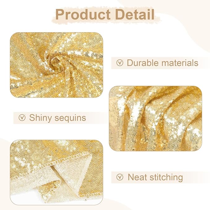 SquarePie Sequin Tablecloth 50 x 72 Inch Light Gold Glitter Table Cloth for Wedding Party Decoration-Ruum Studio Home