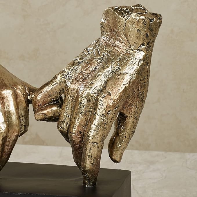 Touch of Class Lingering Hold Hands Table Sculpture Gold - Pinky Promise Statues - Desk Statue for Bedroom, Living Room, Office - Loving Touch-Ruum Studio Home