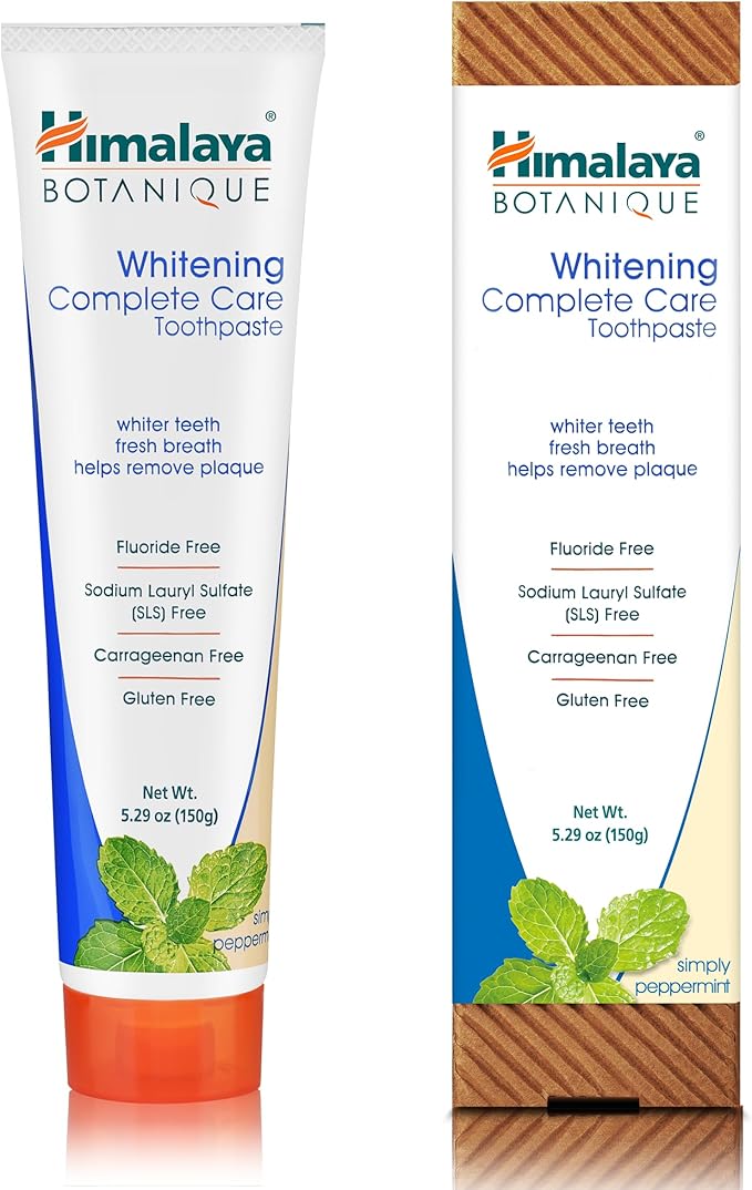 Himalaya Botanique Complete Care Whitening Toothpaste, Simply Peppermint, Fluoride Free for a Clean Mouth, Whiter Teeth and Fresh Breath, 5.29 oz, 2 Pack-Ruum Studio Home