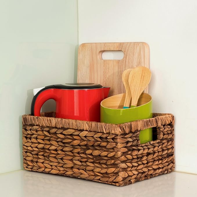 CENBOSS Wicker Baskets (Large, Brown Wash, 1PC) Rattan Storage Baskets for Shelves, Woven Seagrass Holder-Ruum Studio Home