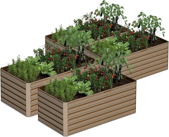 6x3x2 ft Raised Garden Bed, Large Metal Planter Raised Beds, Planters for Outdoor Plants for Vegetables, Flowers, Herbs, Fruits, and Succulents.(4 Pcs)-Ruum Studio Home