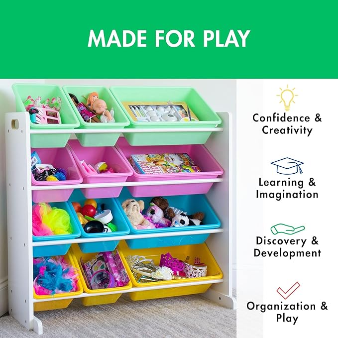 Humble Crew Kids' Toy Storage Organizer, White/Pastel (WO560P)-Ruum Studio Home