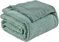 EMME Muslin and Fleece Twin Blanket Reversible - 60"*80" Teal Soft Warm Throw Blankets for Couch Bed Picnic Travel Bed-Ruum Studio Home