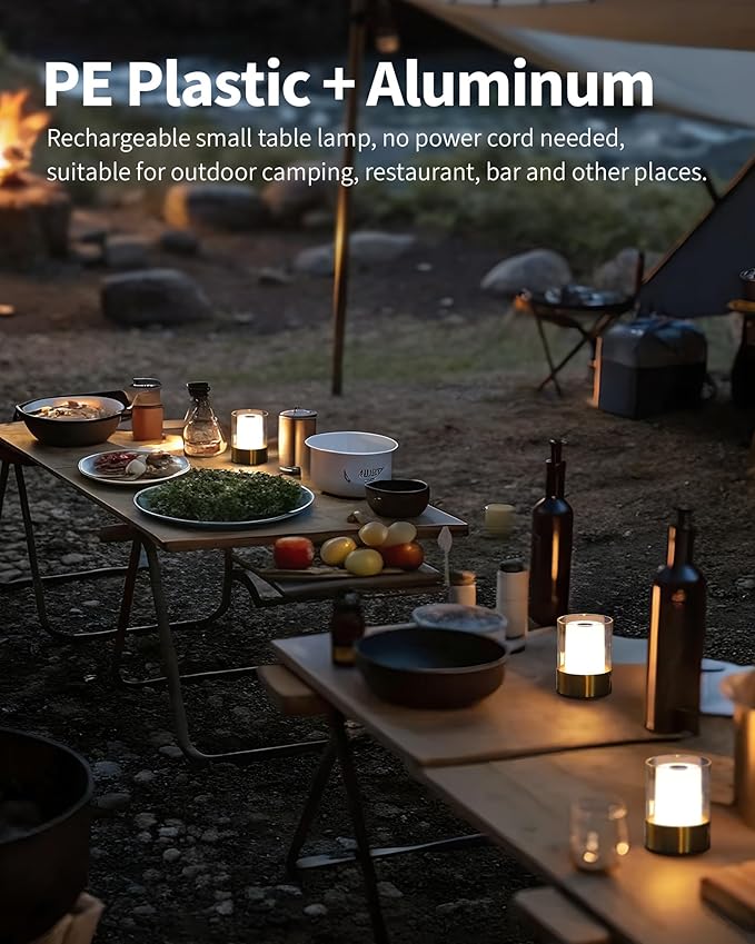 LED 4" Small LED Battery Operated Lamp Set of 2, Cordless Rechargeable Table Lamp, Mini Night Light, Waterproof Outdoor Desk Lamp for Bathroom Bar Dining Room Nursery Baby Coffee Shop (Bronze)-Ruum Studio Home
