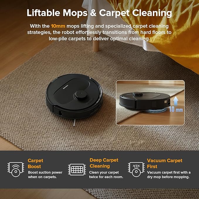 roborock Qrevo Series Robot Vacuum and Mop, 8000Pa Suction, Upgraded from Qrevo S, Anti-Tangle Brushes, Smart Obstacle Avoidance, Auto Mop Washing, All-in-One Dock, 200RPM Spinning Mops, Black(QV 35A)-Ruum Studio Home