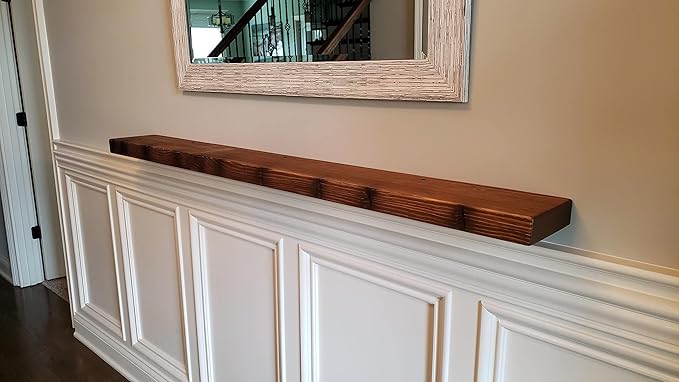 joelsantiques Floating Shelf, Wood Wall Shelf, Natural Wooden Home Decor for Bathroom Kitchen Bedroom, Hanging Mounted Invisible Bracket (Medium Brown, 7" Deep x 72" Wide)-Ruum Studio Home