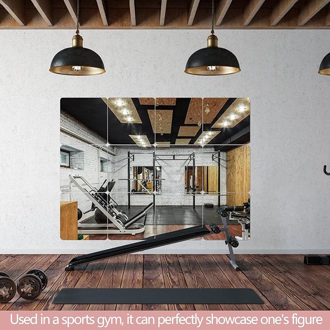 Unbreakable Full Length Wall Mirror,Mirrors for Bedroom,Over The Door Mirror,4 Pcs 12"x12",Shatterproof Plexiglass Acrylic,Long Closet,Workout for Home Gym Body Mirrors for Bedroom-Ruum Studio Home