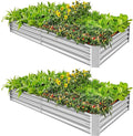 Land Guard 2 Pack 6×3×1ft Galvanized Metal Raised Garden Bed, Metal Planter Kit Box Outdoor for Deep-Rooted Vegetables, Flowers, Green and Herbs……-Ruum Studio Home