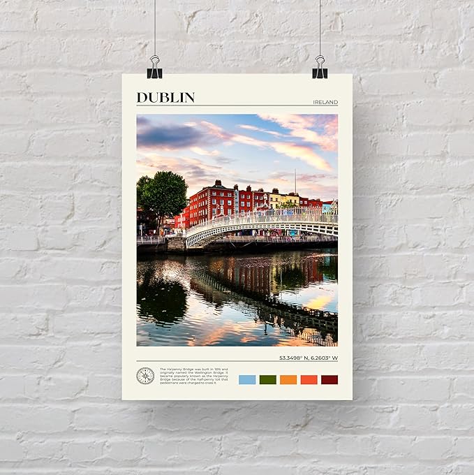StudioUBILA Dublin Wall Art Poster, Decorative Cityscape Landscape Art Prints, Home Decor Wall Art Print for Bedroom Living Room Kitchen Decorations, Unframed-Ruum Studio Home