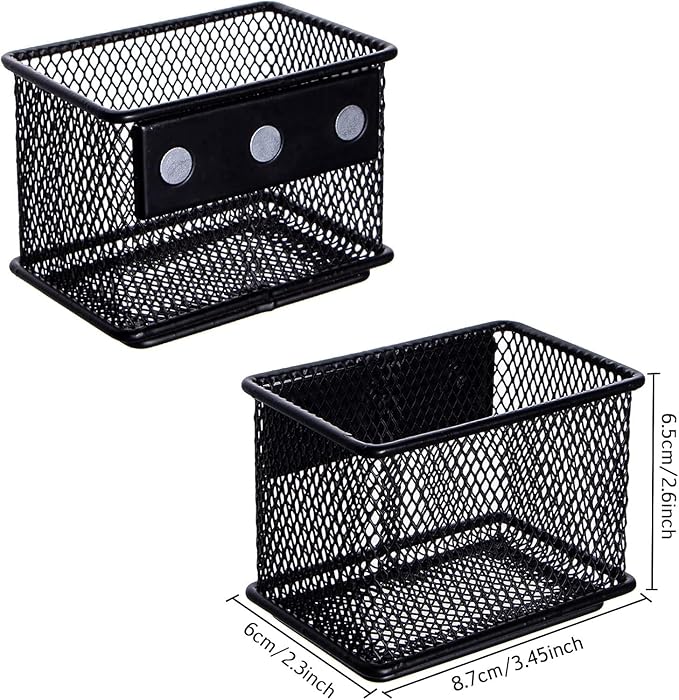 dedoot 6 Pack Magnetic Pen Holder, 3.45x2.3x2.6inch Magnetic Basket Locker Organizer Metal Mesh Pencil Memo Holder for Whiteboard, Fridge, Desk, Offices-Ruum Studio Home