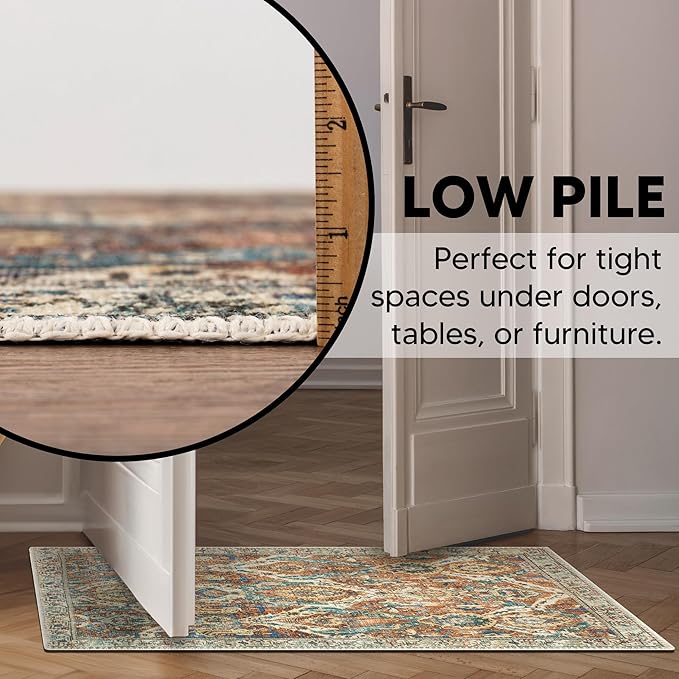 Keen Home Design 2x3 Rug - Machine Washable Entry Rug with Non-Slip Backing, Ideal for Enteryway, Kitchen, Bathroom, Laundry Room - Vintage, Easy Clean, Durable, Low Pile Rug - (2' x 3')-Ruum Studio Home