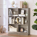 LEYAOYAO 7 Cube Bookshelf with Base,3 Tier Mid-Century Modern Grey Bookcase,Standing Wide Bookshelves Storage Organizer Shelf,Rustic Wood Display Cabinet Book Shelves for Bedroom,Living Room,Office-Ruum Studio Home