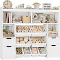 HORSTORS 55" W Toy Storage Organizer with Drawers, Large Kids Toy Storage Box with Removable Bins, Tall Kids Bookshelf and Bookcase for Boys and Girls, Modern Toy Chest for Playroom, Classroom, White-Ruum Studio Home