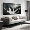 Hand Painted Mountains Painting for Living Room - Waterfall Canvas Wall Art for Office - Large Framed Wall Art Bedroom Size 29" x 59"-Ruum Studio Home