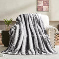 Luxury Faux Fur Blanket - Soft Warm Plush Blankets for Couch Sofa Bed, Fluffy Thick Throws for Bedroom, Office, Living Room, Decorative Reversible, Not Easy to shed- 50"x60", Black/White-Ruum Studio Home
