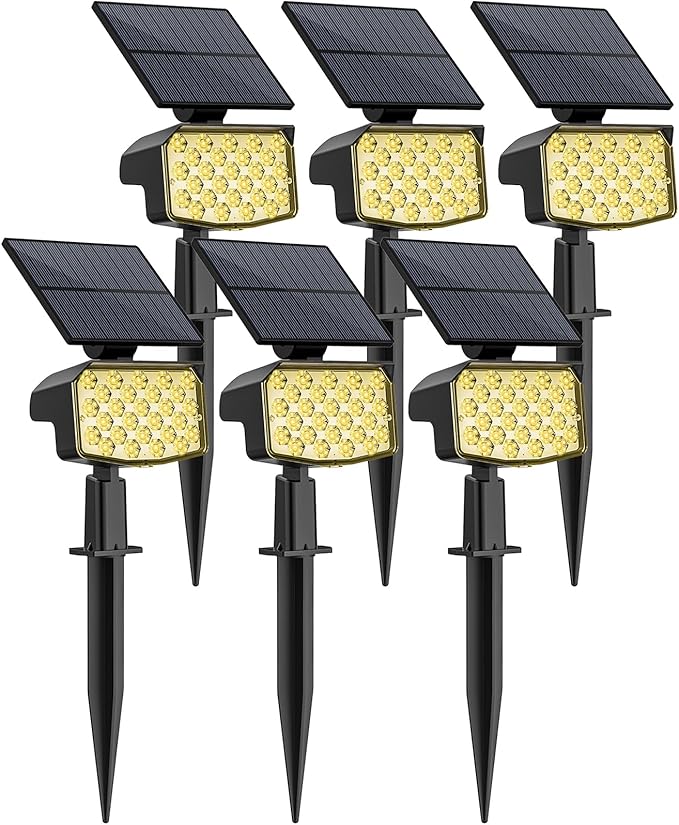 WELALO Solar Spot Lights Outdoor, [6 Pack/3 Modes] Solar Landscape Spotlights, Adjustable Solar Powered Security Lights, IP65 Waterproof Wall Lights for Walkway, Yard, Garden, Driveway (Warm White)-Ruum Studio Home
