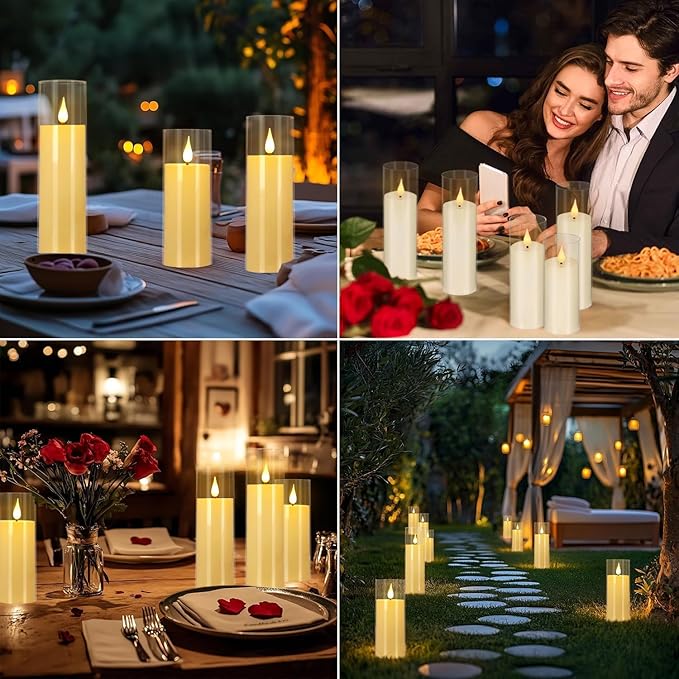 Set of 24 Flameless Led Battery Opeated (D2.2'' x H5''6''7'') Realistic Moving Wick Candles with 10-Key Remotes and Cycling 24 Hours Timer-Ruum Studio Home