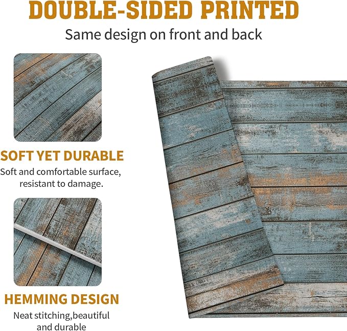 Rustic Wooden Board Print Placemats Set of 4 Vintage Wood Grain Texture Farmhouse Place Mats Washable Heat Resistant Non-Slip Linen Table Mats for Party Kitchen Dining Outdoor Indoor Decor-Ruum Studio Home