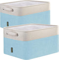 BALEINE 2 Pack Fabric Storage Bins for Shelves, Linen Storage Baskets for Organizing, Decorative Closet Bins for Clothes, Home (Skyblue, 12"x8"x8")-Ruum Studio Home