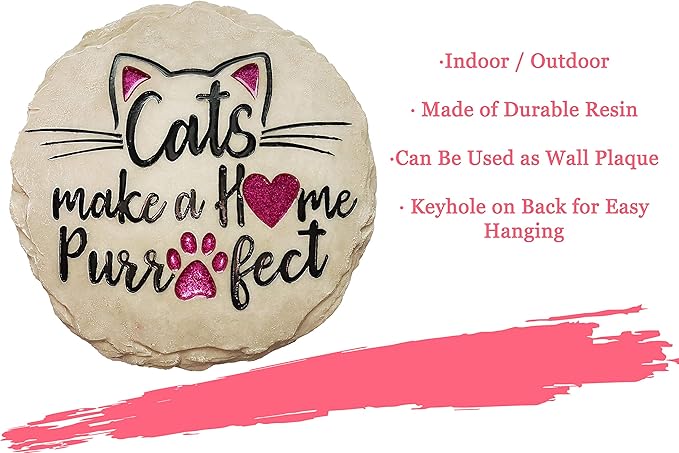 Spoontiques - Garden Décor - Cats Make a Home Purrfect Stepping Stone - Decorative Stone for Garden-Ruum Studio Home