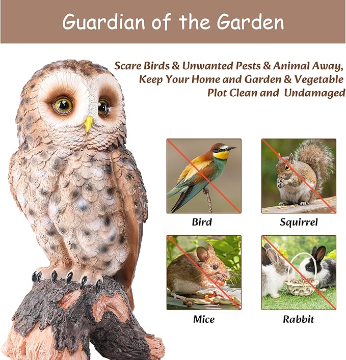 WONDER GARDEN Owl Statue Decor, Outdoor Resin Owl Figurine Sculpture for Home Porch Patio Lawn Yard Decorations or Housewarming Gifts-Ruum Studio Home