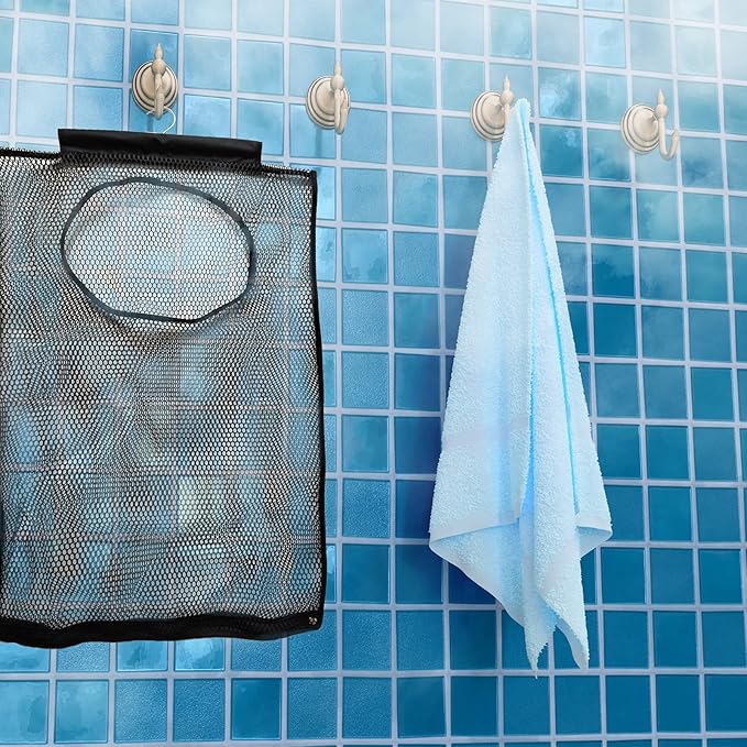 Hanging Mesh Laundry Hamper (30in*20in*2in) Large Dirty Clothes Bag, Can Be Used Behind The Door & Closet & Caravan& Bathroom (Black)-Ruum Studio Home