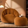 Giant Bean Bag Swivel Chair for Adults - Comfy Plush Round Shell Soft Accent Chaise Lounge Indoor Chair, Oversized Cozy Floor Sofa for Living Room, Bedroom & Game Rooms, Orange-Ruum Studio Home