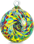 VCUTEKA Hanging Friendship Balls, Glass Ball Hand Made Witch Ball for Window Outdoor Garden Patio Décor, 6" Colorful Swirl-Ruum Studio Home