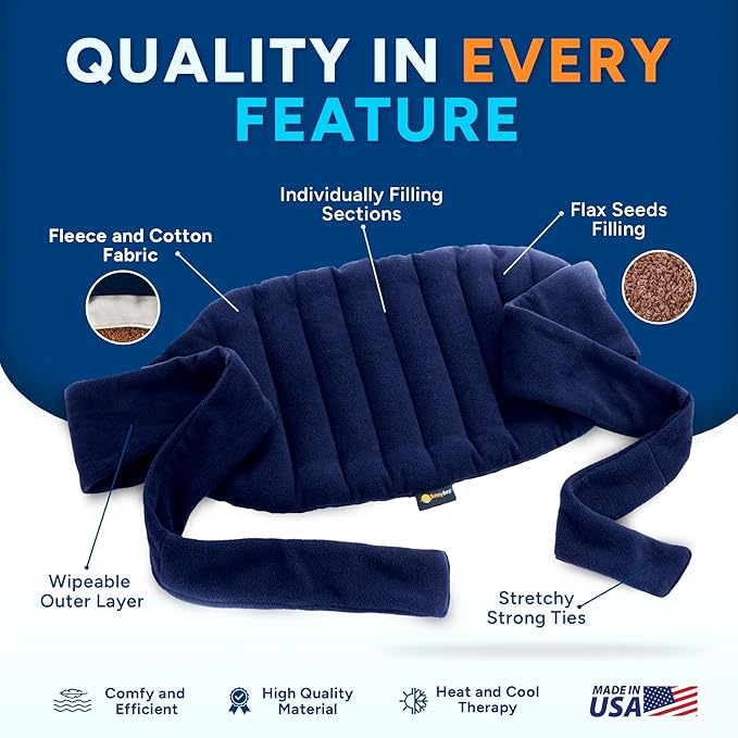 SunnyBay Microwave Heating Pad, Microwavable Moist Hot or Cool Bean Bag Wrap for Neck, Shoulder, Knee, or Back Pain with Fastening Straps, 10x18 Inch Heating Area, 2.8 Lbs, 58 Inches-Ruum Studio Home