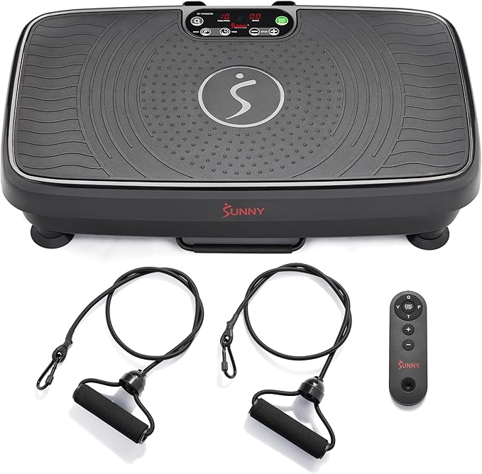 Sunny Health & Fitness Vibration Plate Exercise Machine, Full Body Vibrate Platform for Lymphatic Drainage with Multiple Speeds and Modes, Vibrating Plate Machine for Tension Relief & Weight Loss-Ruum Studio Home