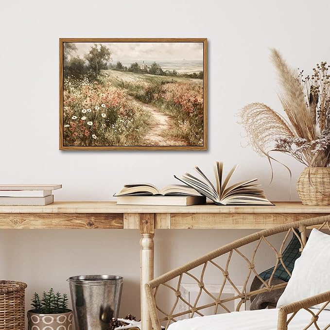 Vintage Framed Wall Art for Living Room – Vintage Wildflower Pictures Oil Paintings Canvas Prints – Country Flower Modern Farmhouse Wall Decor for Bathroom Bedroom Home Office – 8x10in-Ruum Studio Home